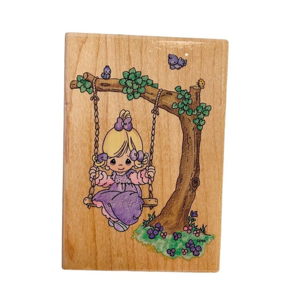 PRECIOUS MOMENTS Swing Rubber Stamp STAMPENDOUS WARMEST THOUGHTS Blonde UP001
